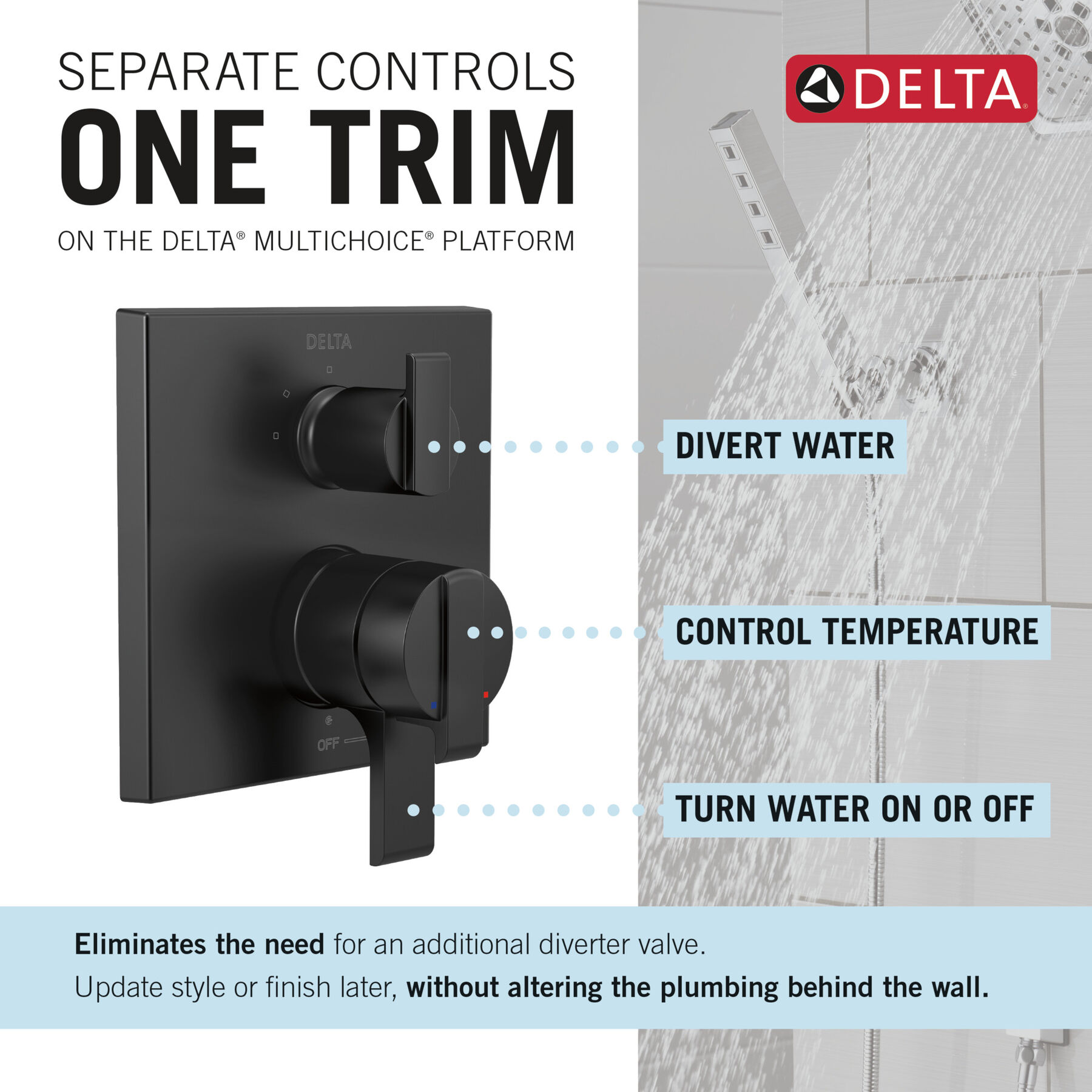Angular Modern Monitor® 17 Series Valve Trim with 3-Setting Integrated Diverter, image 12